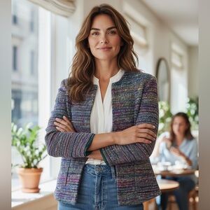 Doncaster Multicolor silk Blazer Old money CEO Bold Boho Charming SZ 14